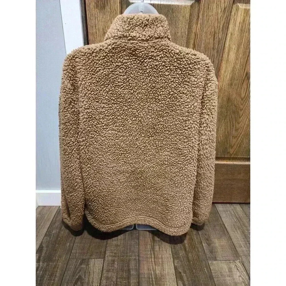 Womens GAP Sherpa Fleece Quarter Zip Jacket Size Medium brown - Picture 3 of 6